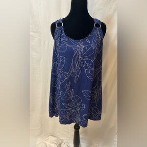 Women's Blue Floral Tunic Top